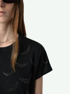 Discount Zadig & Voltaire Anya Diamante Wings T-shirt Stone