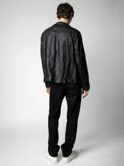 Online Zadig & Voltaire Base Crinkled Leather JacketICONIC Black