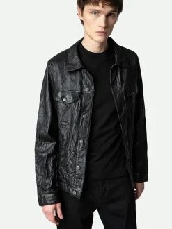 Online Zadig & Voltaire Base Crinkled Leather JacketICONIC Black