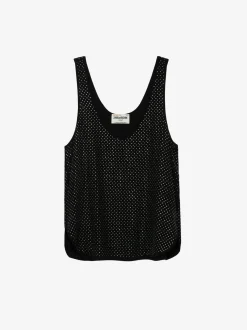 Discount Zadig & Voltaire Carys Diamanté Silk Top Black