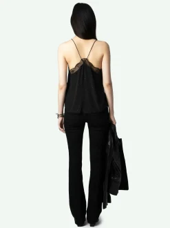 Best Zadig & Voltaire Christy Diamanté Silk CamisoleNEW Black