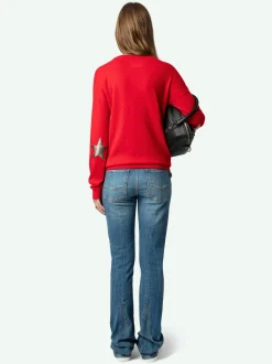 Cheap Zadig & Voltaire Cici Patch Cashmere SweaterNEW Cerise