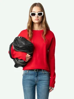 Cheap Zadig & Voltaire Cici Patch Cashmere SweaterNEW Cerise