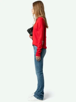 Cheap Zadig & Voltaire Cici Patch Cashmere SweaterNEW Cerise