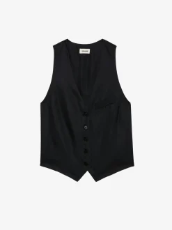 Best Sale Zadig & Voltaire Emaux Satin Vest Black