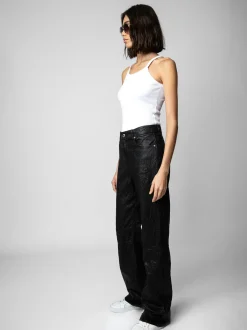 Flash Sale Zadig & Voltaire Evy Crinkled Leather Pants Black