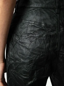 Flash Sale Zadig & Voltaire Evy Crinkled Leather Pants Black