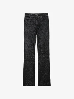 Flash Sale Zadig & Voltaire Evy Crinkled Leather Pants Black