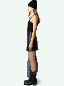 Outlet Zadig & Voltaire Joana Leather SkirtNEW Black