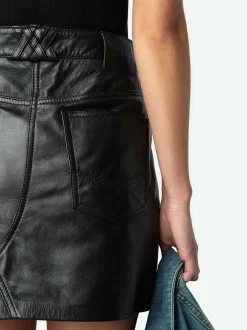 Outlet Zadig & Voltaire Joana Leather SkirtNEW Black