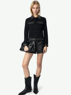 Clearance Zadig & Voltaire Kioky Denim JacketNEW Black