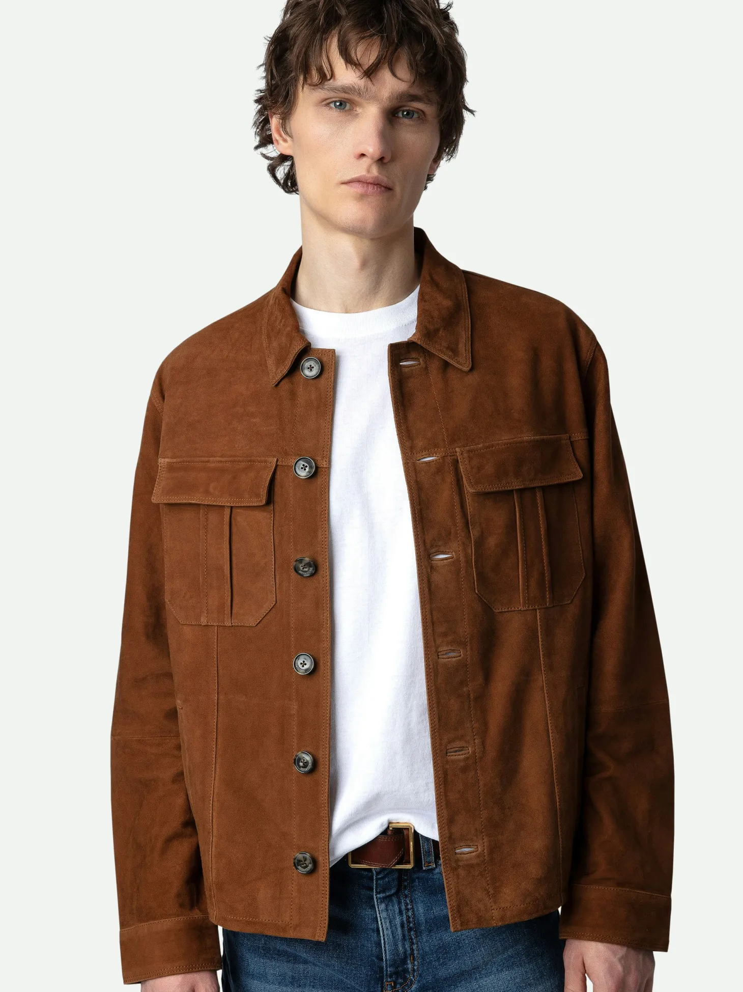 Sale Zadig & Voltaire Kuba Suede Jacket Cognac