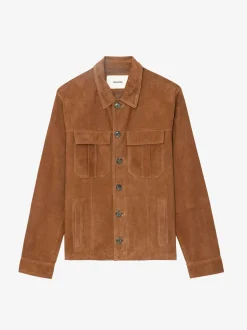 Sale Zadig & Voltaire Kuba Suede Jacket Cognac
