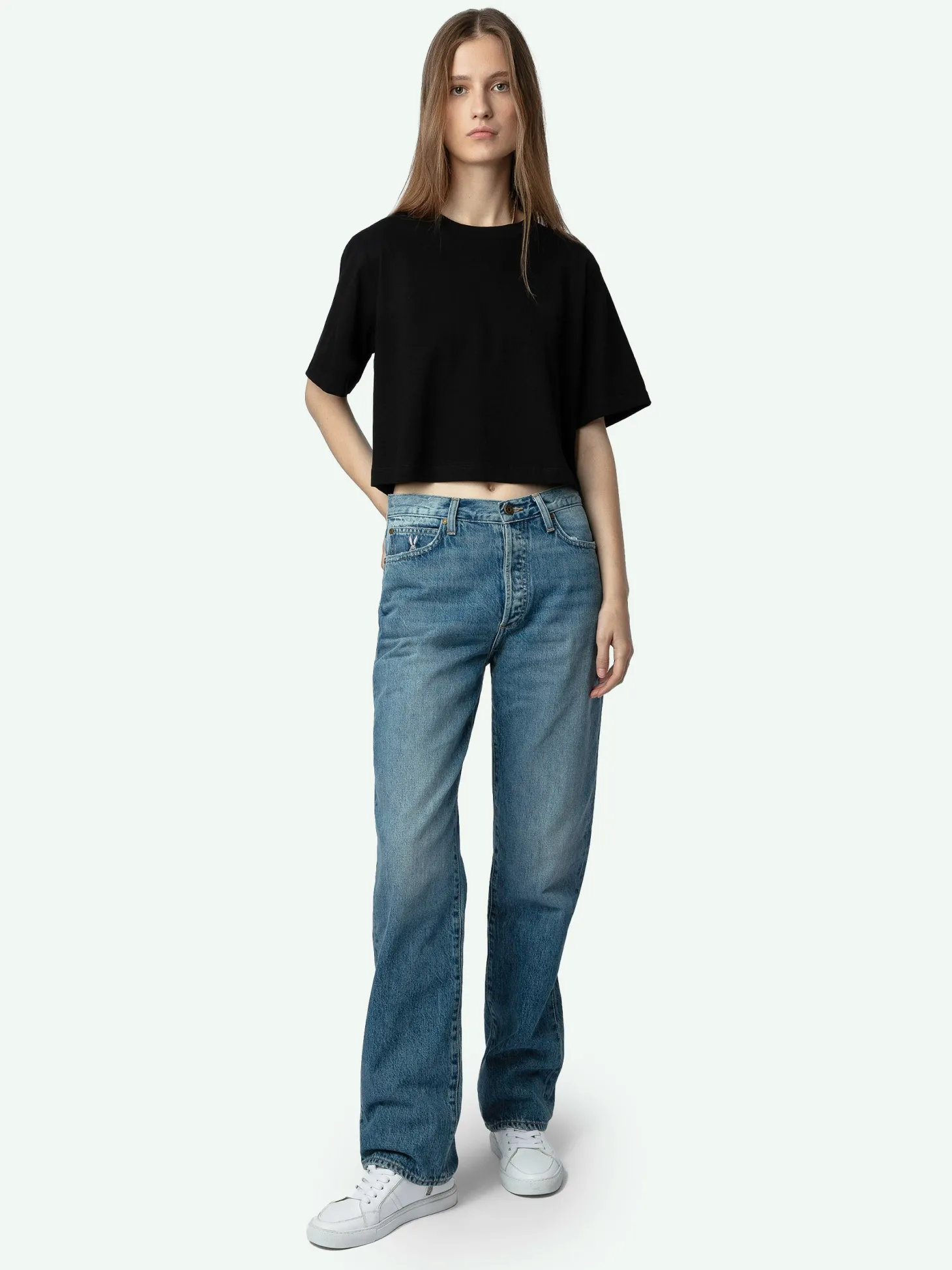 Shop Zadig & Voltaire Lennox Cropped Tee Washedblack