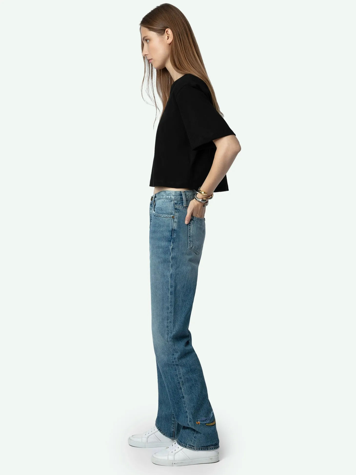 Shop Zadig & Voltaire Lennox Cropped Tee Washedblack