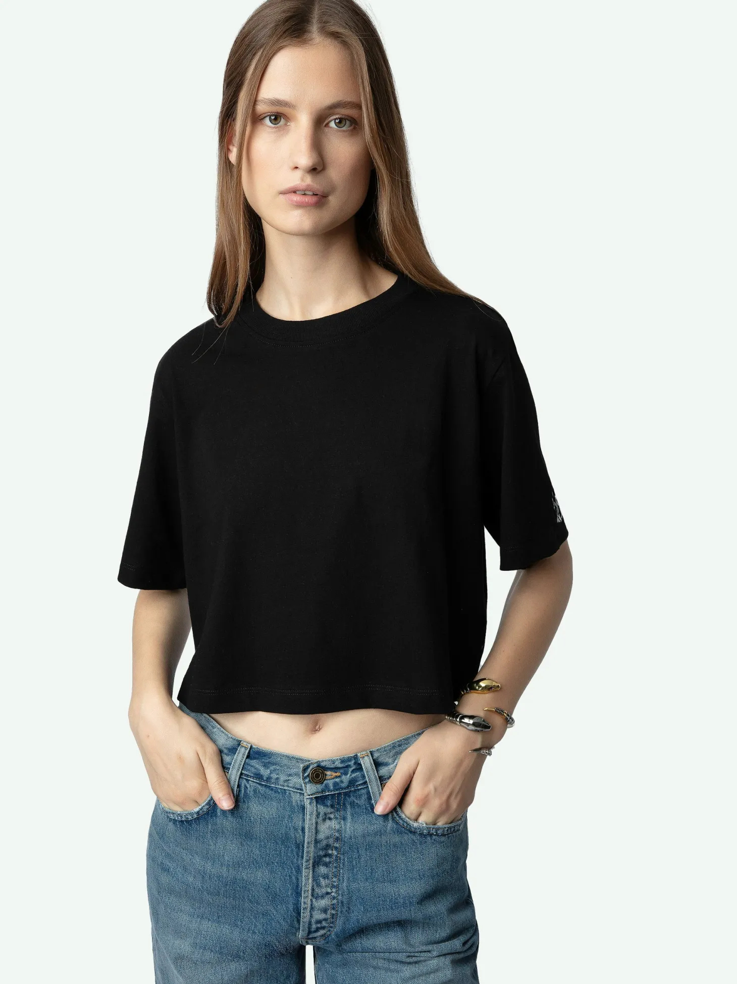 Shop Zadig & Voltaire Lennox Cropped Tee Washedblack