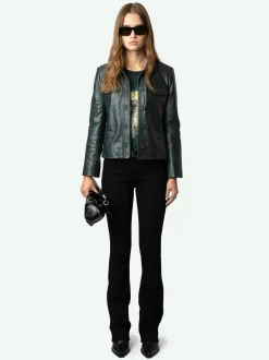 Discount Zadig & Voltaire Liam Leather Jacket Peaks