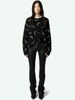 Best Zadig & Voltaire Markus Diamanté Wings Cashmere SweaterNEW Black