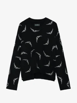 Best Zadig & Voltaire Markus Diamanté Wings Cashmere SweaterNEW Black