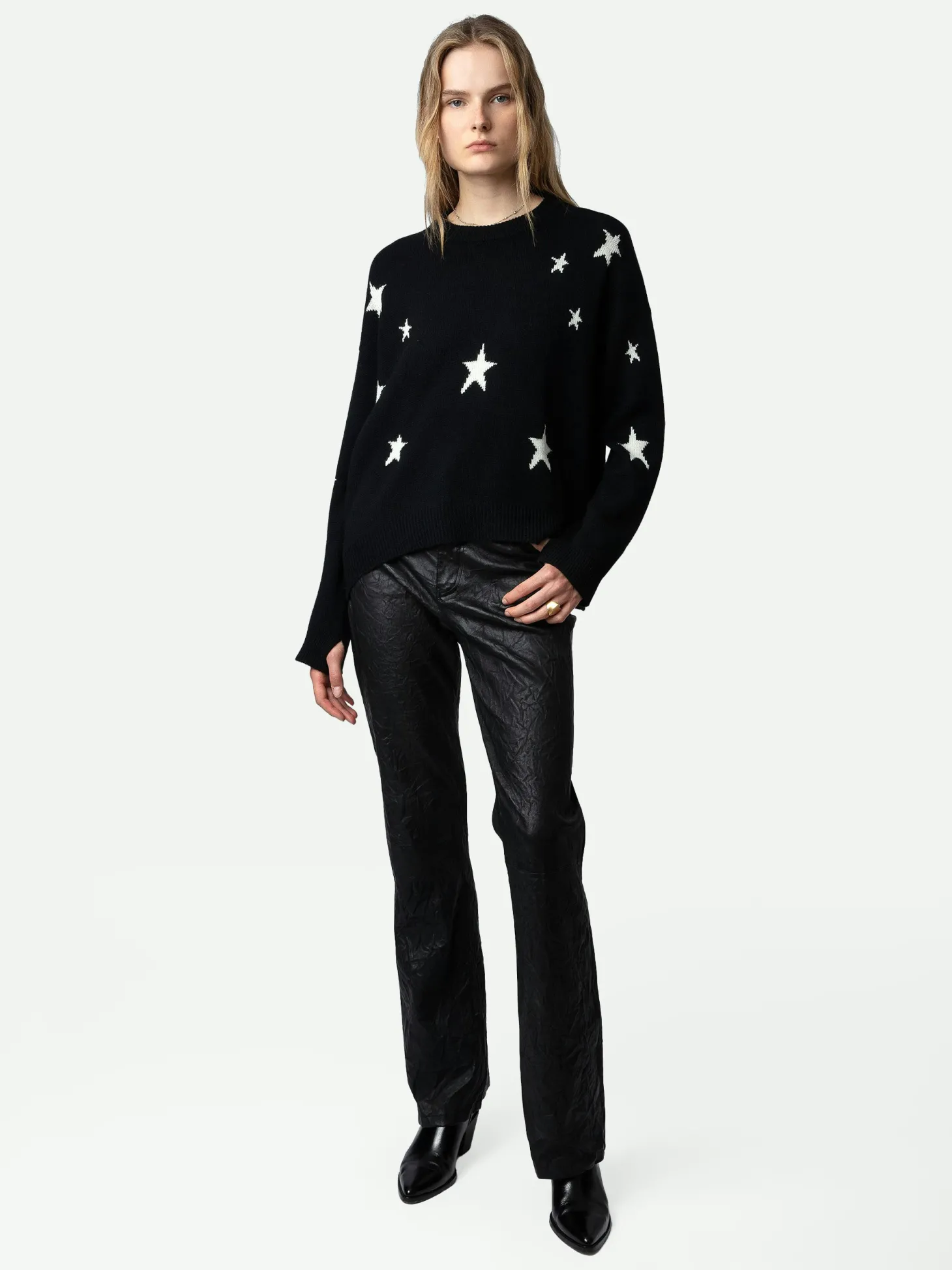 Shop Zadig & Voltaire Markus Stars Cashmere SweaterICONIC Black