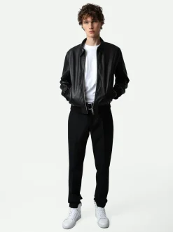 Shop Zadig & Voltaire Mate Leather Jacket Black
