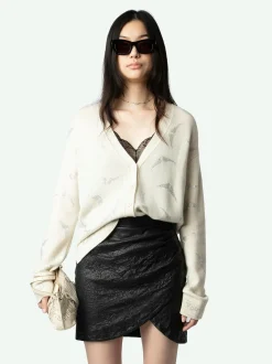 Best Sale Zadig & Voltaire Mirka Diamanté Wings Cashmere CardiganNEW Flake