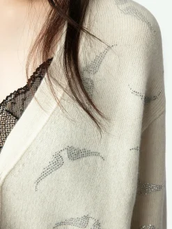 Best Sale Zadig & Voltaire Mirka Diamanté Wings Cashmere CardiganNEW Flake