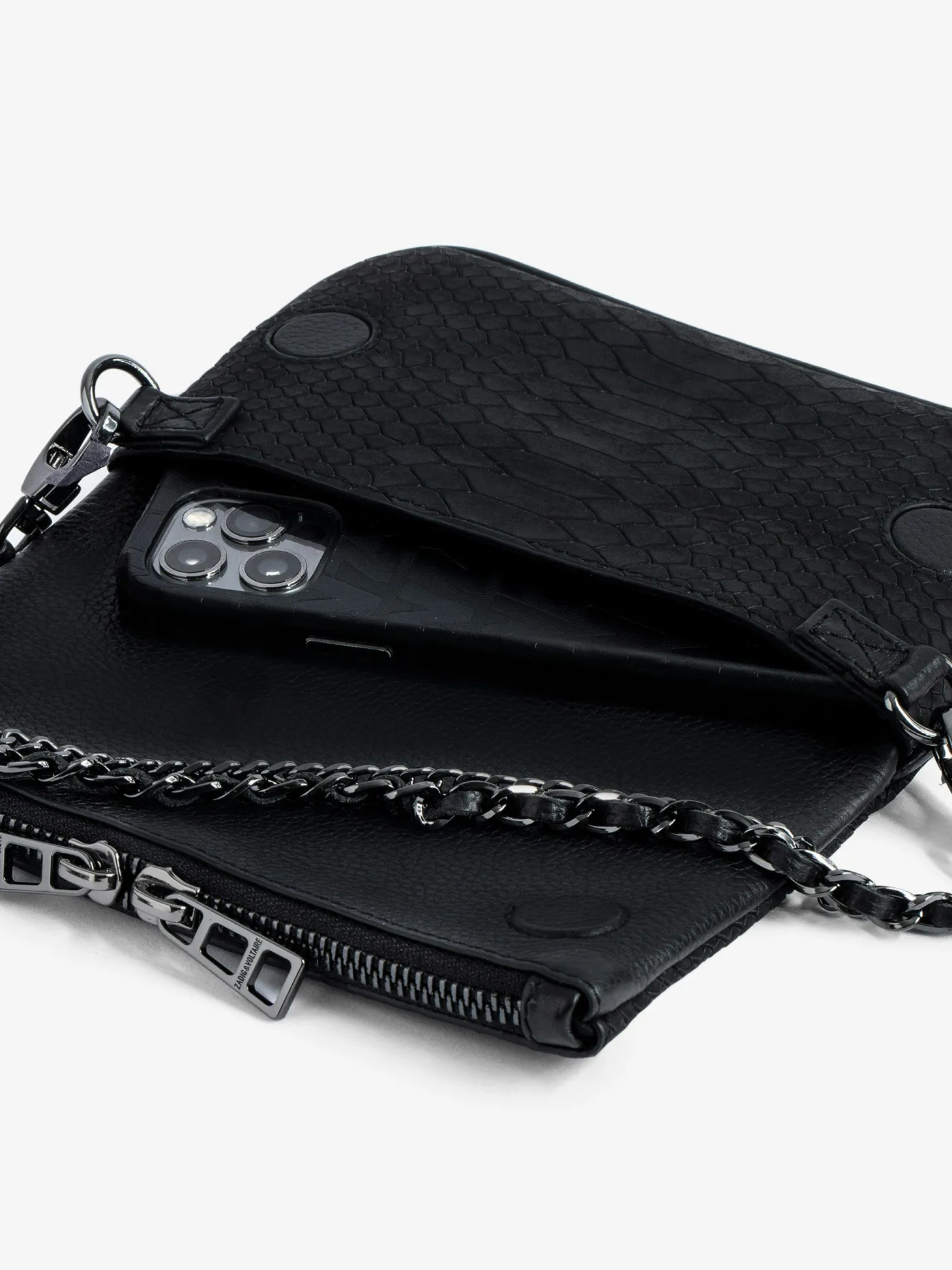 Online Zadig & Voltaire Nano Soft Savage Rock ClutchICONIC Black