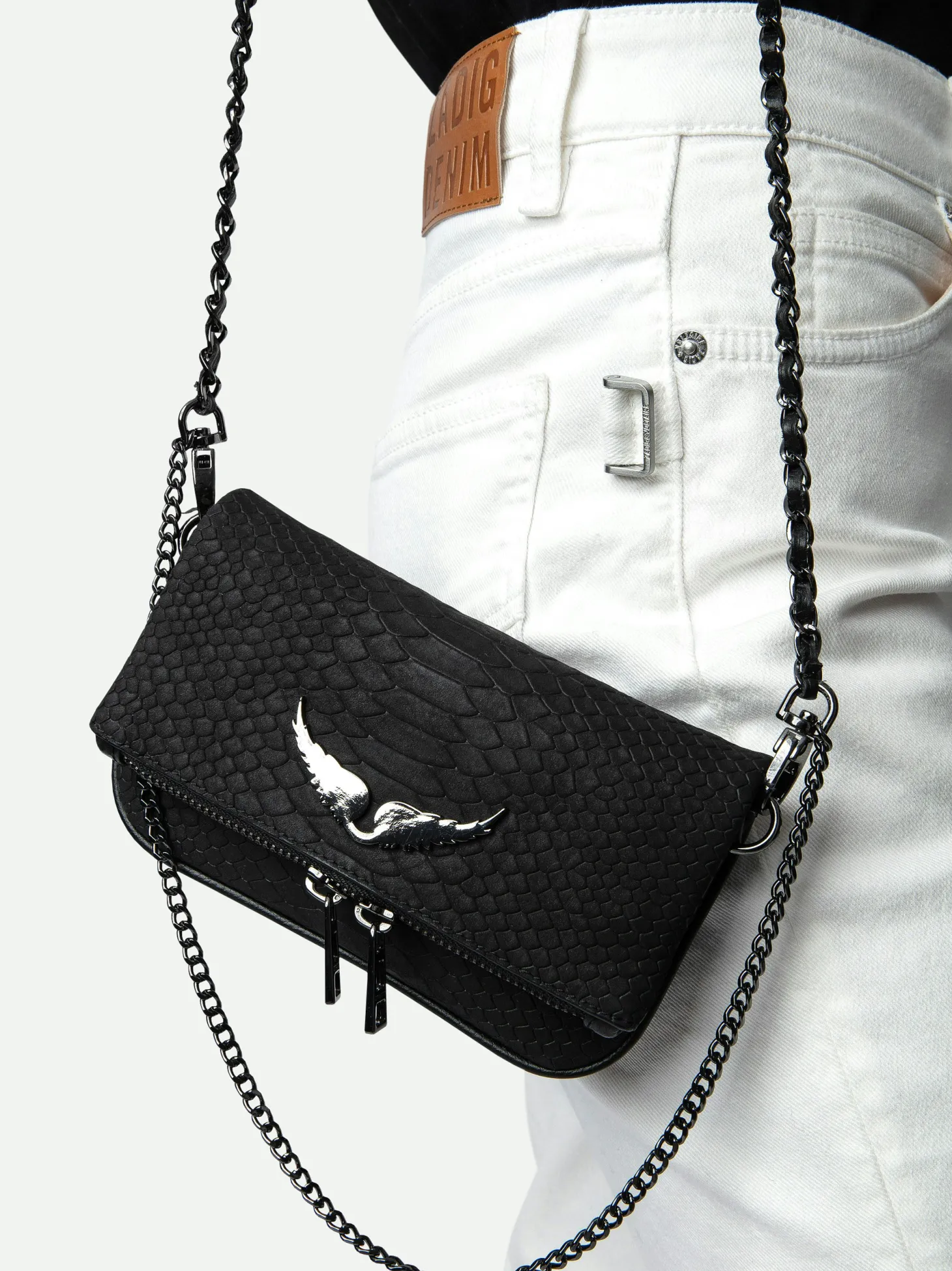 Online Zadig & Voltaire Nano Soft Savage Rock ClutchICONIC Black