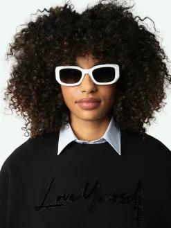 New Zadig & Voltaire Oscar Love Yourself Diamanté Sweatshirt Black