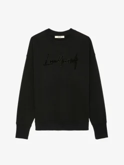 New Zadig & Voltaire Oscar Love Yourself Diamanté Sweatshirt Black