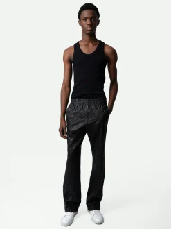 Online Zadig & Voltaire Pacha Crinkled Leather Pants Black