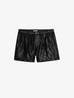 Discount Zadig & Voltaire Pax Crinkled Leather ShortsICONIC Black