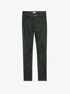 Shop Zadig & Voltaire Phlame Crinkled Leather Pants Peaks