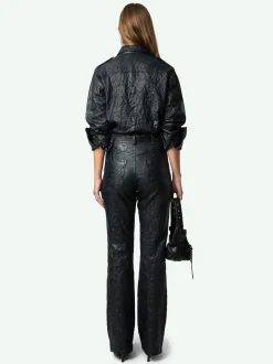 Fashion Zadig & Voltaire Poete Leather PantsNEW Encre