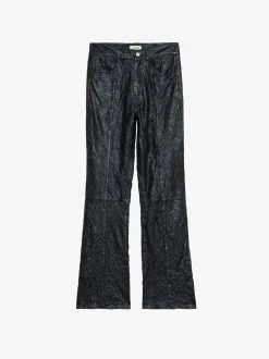 Fashion Zadig & Voltaire Poete Leather PantsNEW Encre