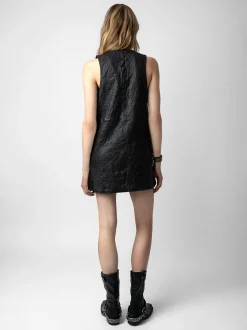 Sale Zadig & Voltaire Rasha Crinkled Leather Dress Black