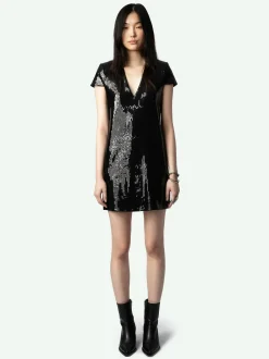 New Zadig & Voltaire Rashu Sequin DressNEW Black