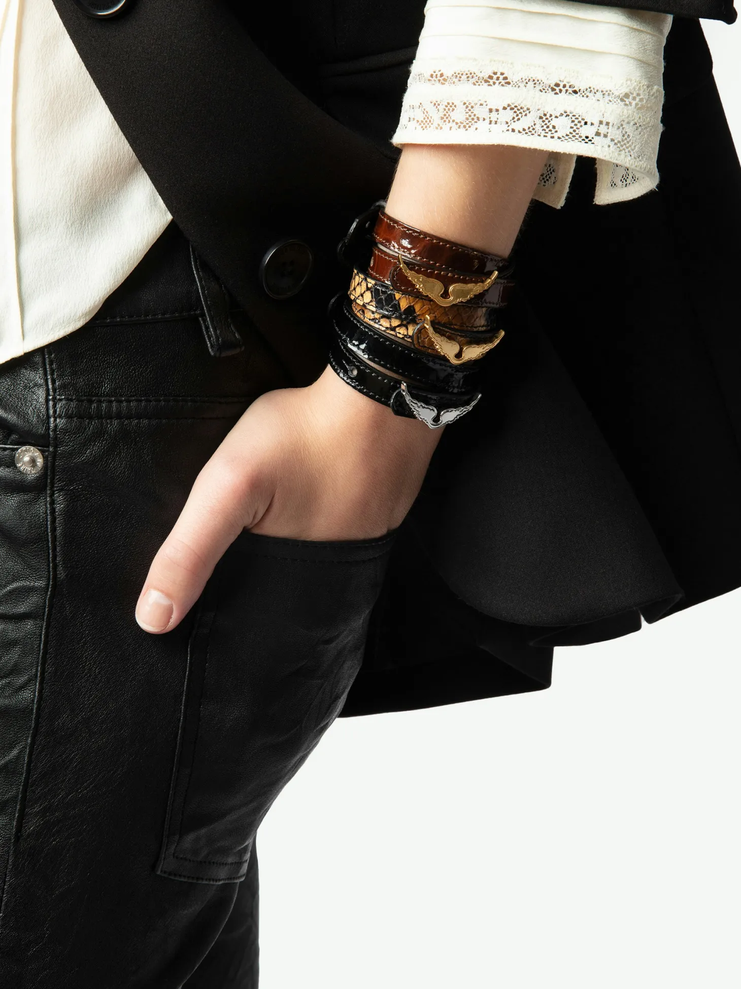 Store Zadig & Voltaire Rock Leather BraceletNEW Heritage
