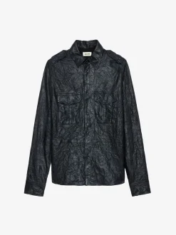 Best Sale Zadig & Voltaire Taska Leather ShirtNEW Encre