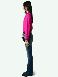 Sale Zadig & Voltaire Tink Satin BlouseNEW Clematis