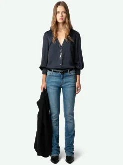 Store Zadig & Voltaire Tinous Satin ShirtNEW Encre