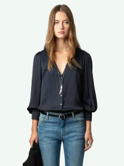 Store Zadig & Voltaire Tinous Satin ShirtNEW Encre