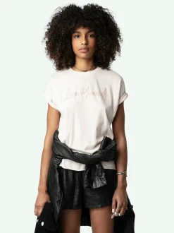 New Zadig & Voltaire Tommer Love Yourself Diamanté T-shirt Sweet