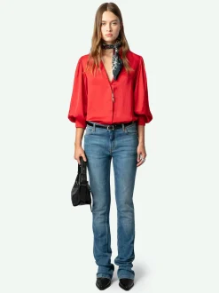 Flash Sale Zadig & Voltaire Trenta Satin BlouseNEW Cerise