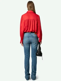Flash Sale Zadig & Voltaire Trenta Satin BlouseNEW Cerise