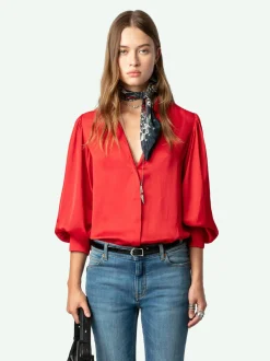 Flash Sale Zadig & Voltaire Trenta Satin BlouseNEW Cerise