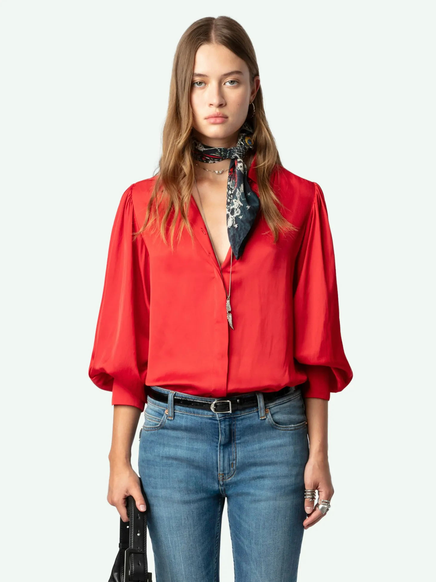 Flash Sale Zadig & Voltaire Trenta Satin BlouseNEW Cerise