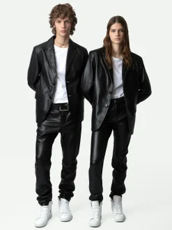 Cheap Zadig & Voltaire Valfried Leather Blazer Black
