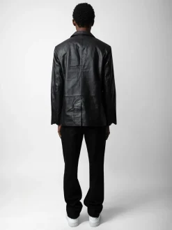 Cheap Zadig & Voltaire Valfried Leather Blazer Black